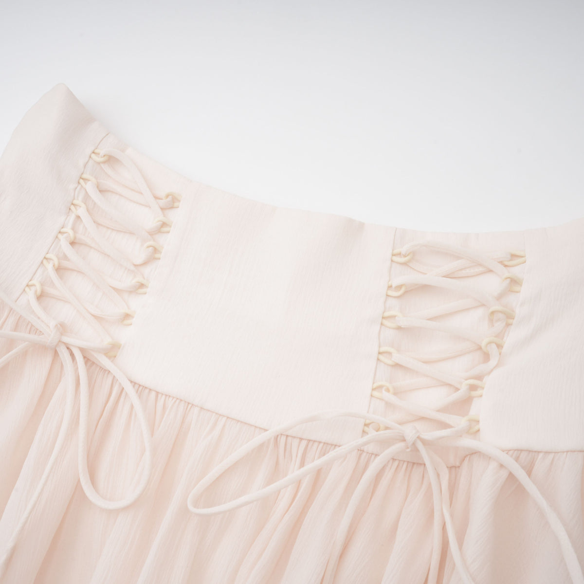 Perrine self-tie ruffled blouse & skirt matching set