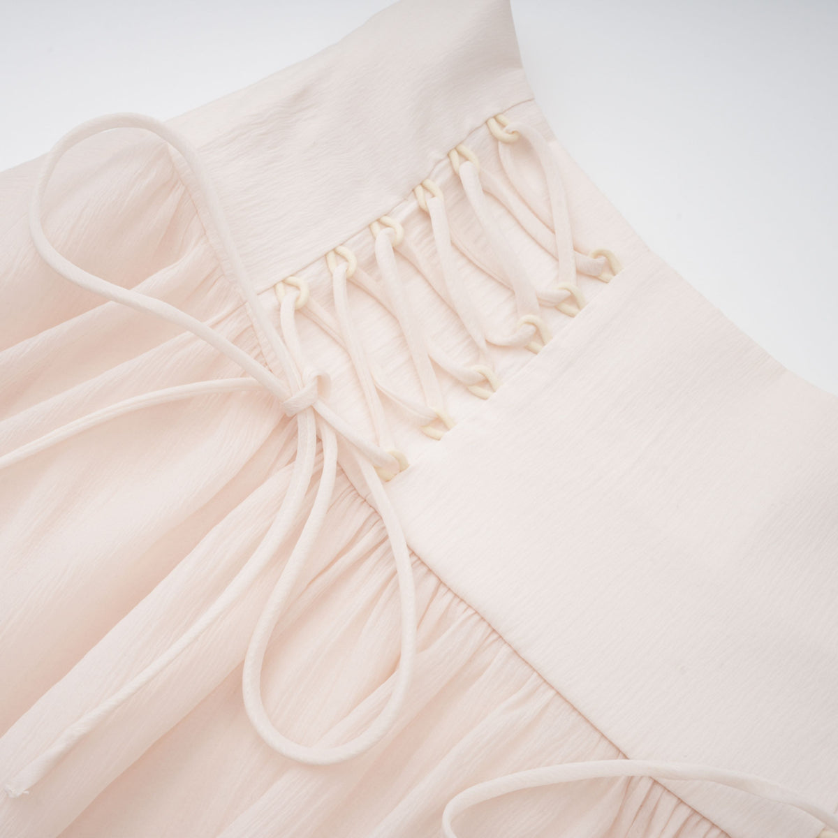 Perrine self-tie ruffled blouse & skirt matching set