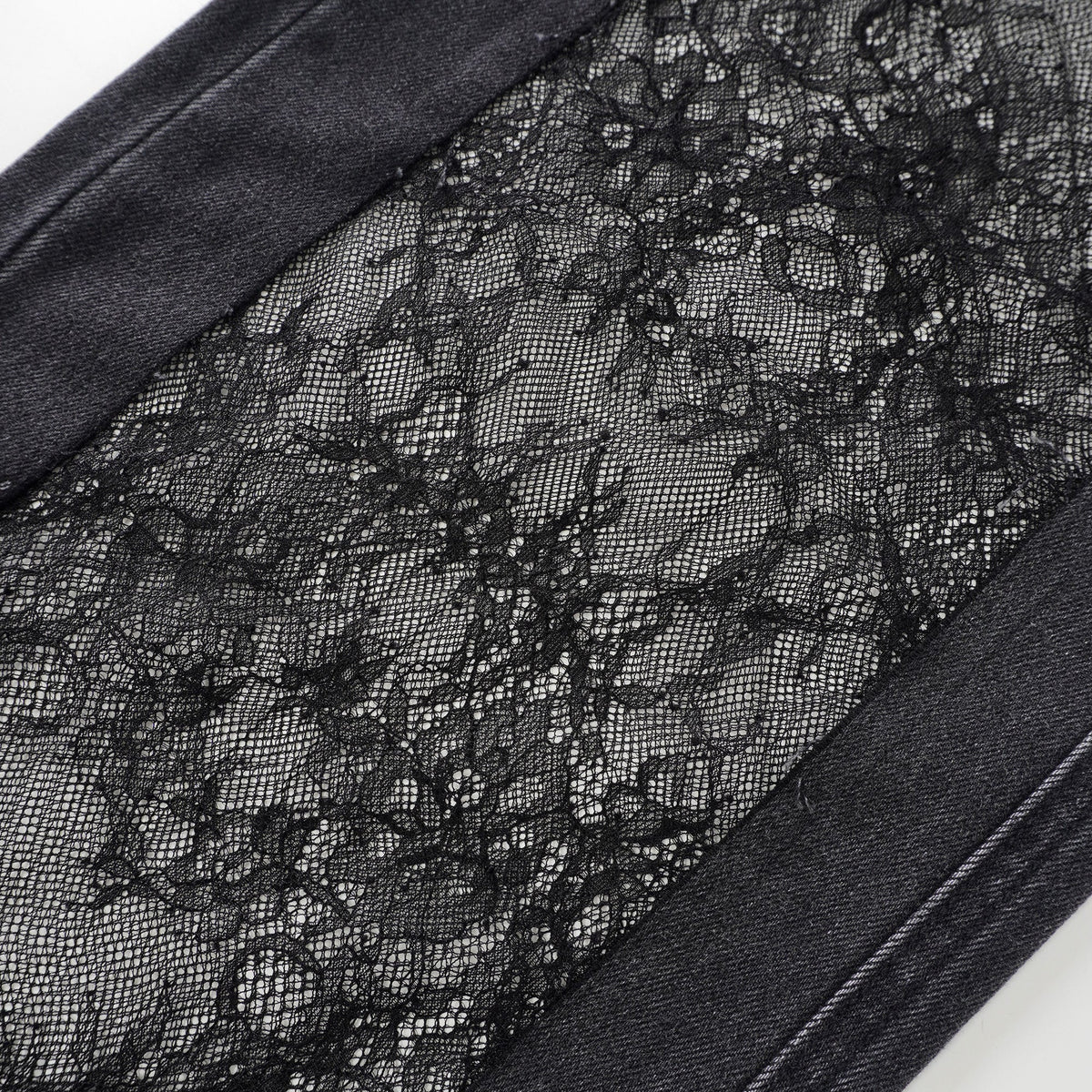 Madeline Black Floral Lace Panel Jeans