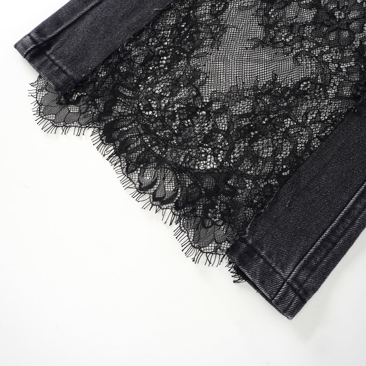 Madeline Black Floral Lace Panel Jeans
