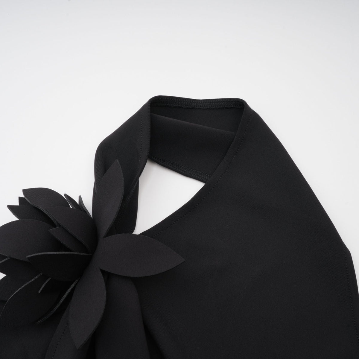 Aline floral-appliqué backless asymmetrical top