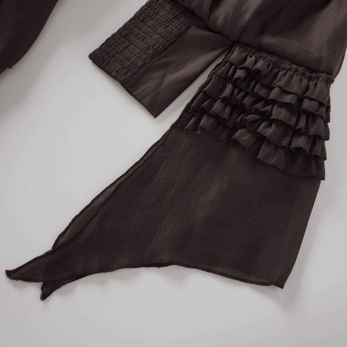 Annabelle Brown Cutout Ruffled Mini Dress