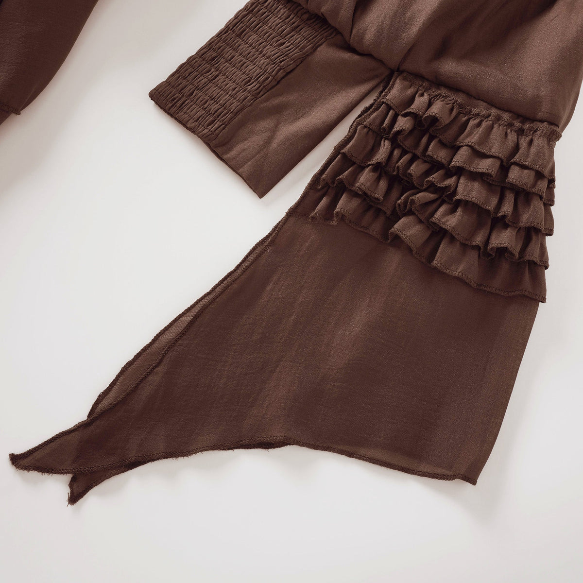Annabelle Brown Cutout Ruffled Mini Dress (Final Sale-US Only)