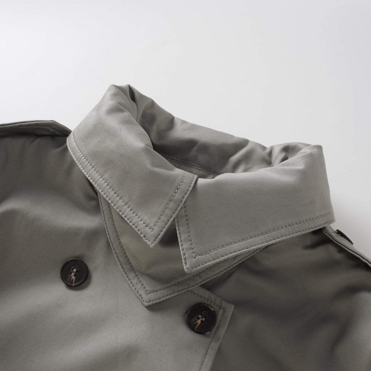 Mavis Grey Double-Breasted Belted Trench Coat