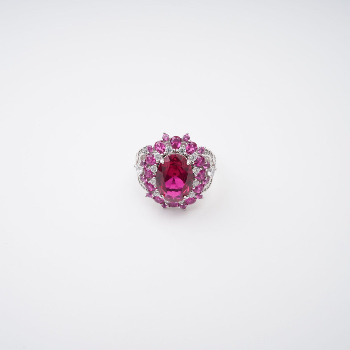 Amélie Red Oval Cut Gemstone Sterling Silver Ring