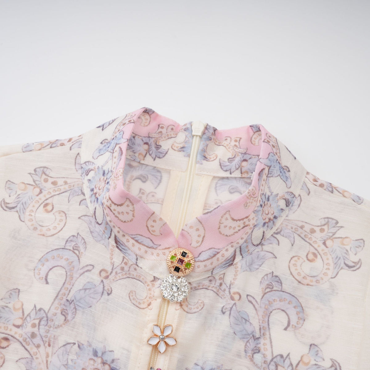 Fabienne Neutral Floral Print Mini Dress
