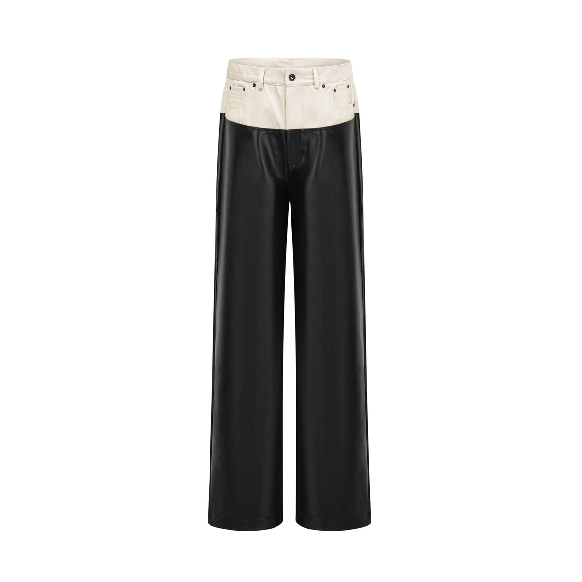 Clotilde contrast-color leather trousers - Black
