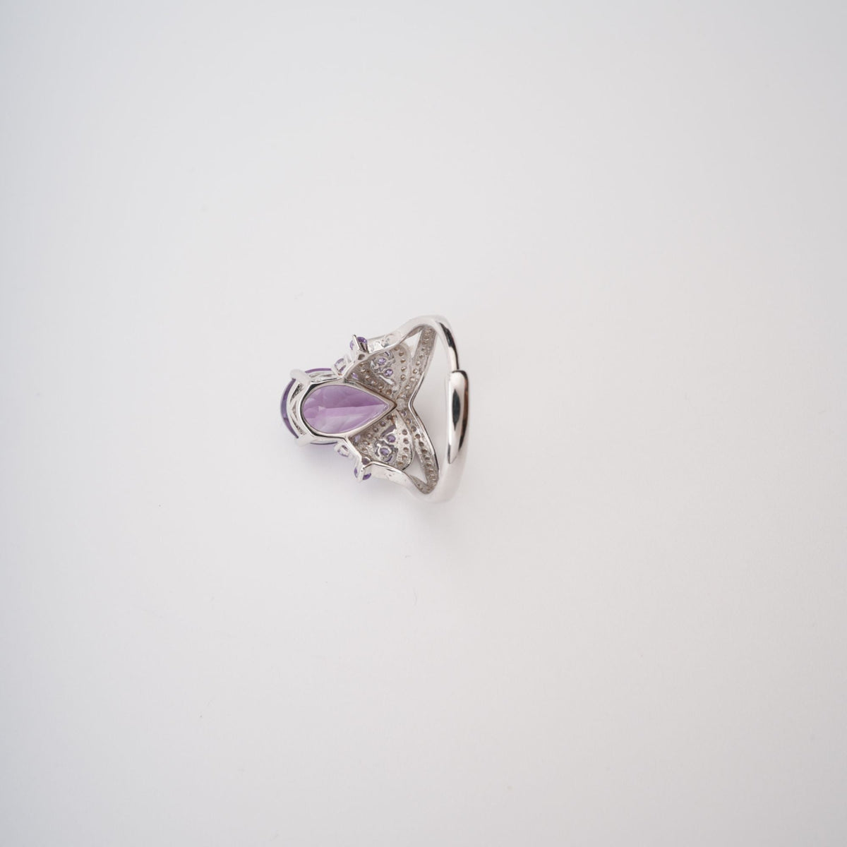 Eléonore Purple Pear Cut Gemstone Sterling Silver Adjustable Ring