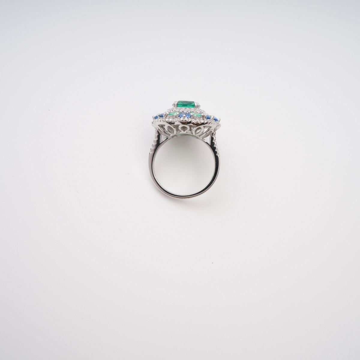 Clémence Green Emerald Cut Gemstone Sterling Silver Ring
