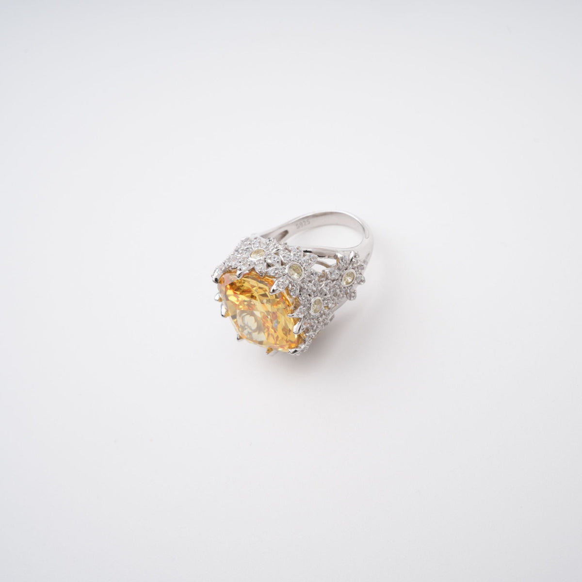 Amandine Yellow Halo-Set Gemstone Ring