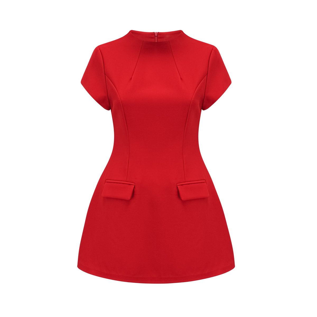 Esther red cap-sleeve mini dress - Red