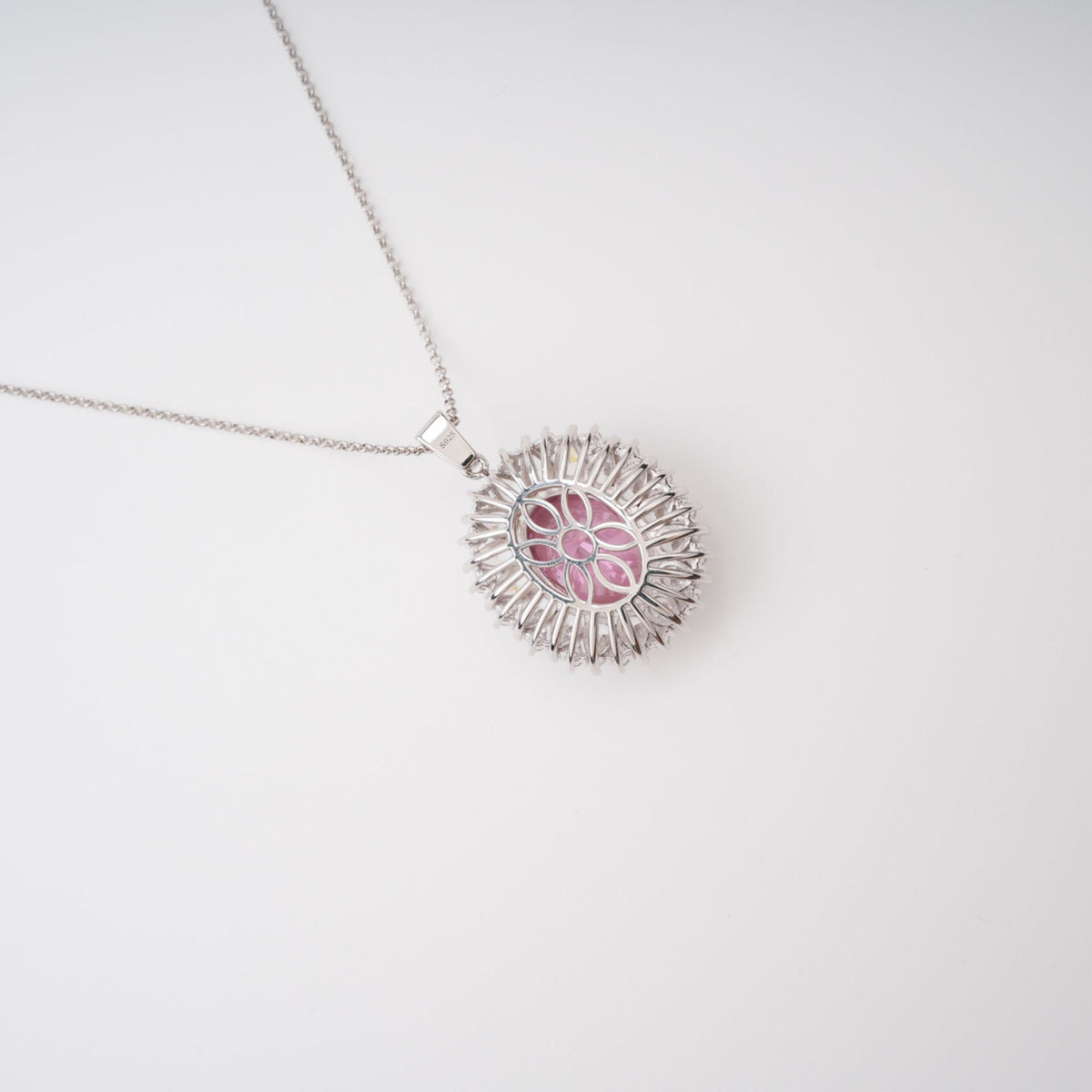 Raphaëlle Pink Oval Gemstone Pendant Sterling Silver Necklace