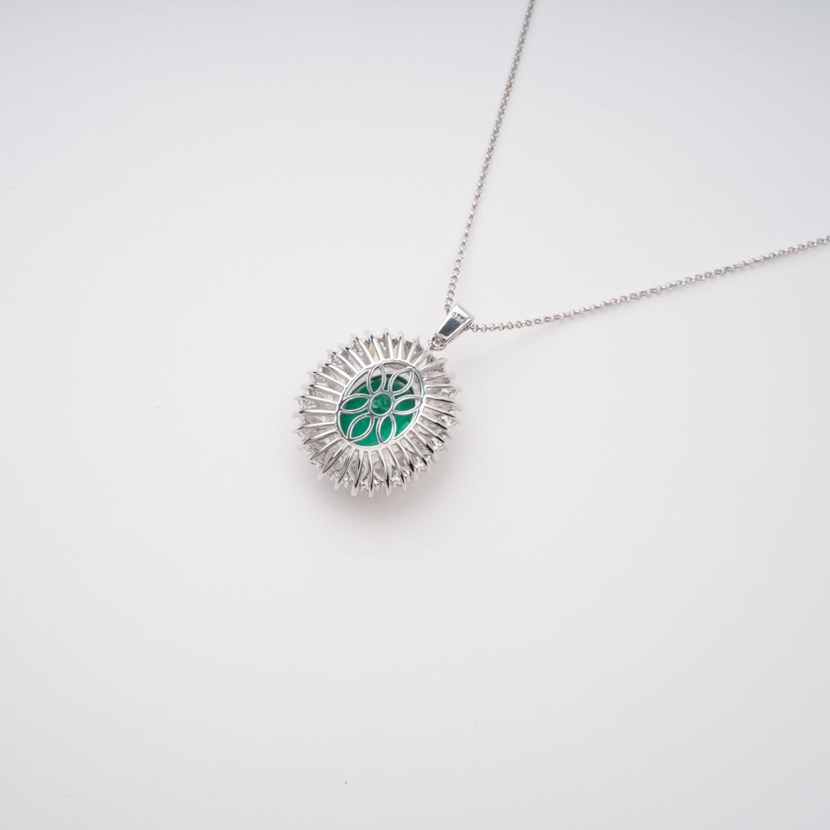 Raphaëlle Green Oval Gemstone Pendant Sterling Silver Necklace
