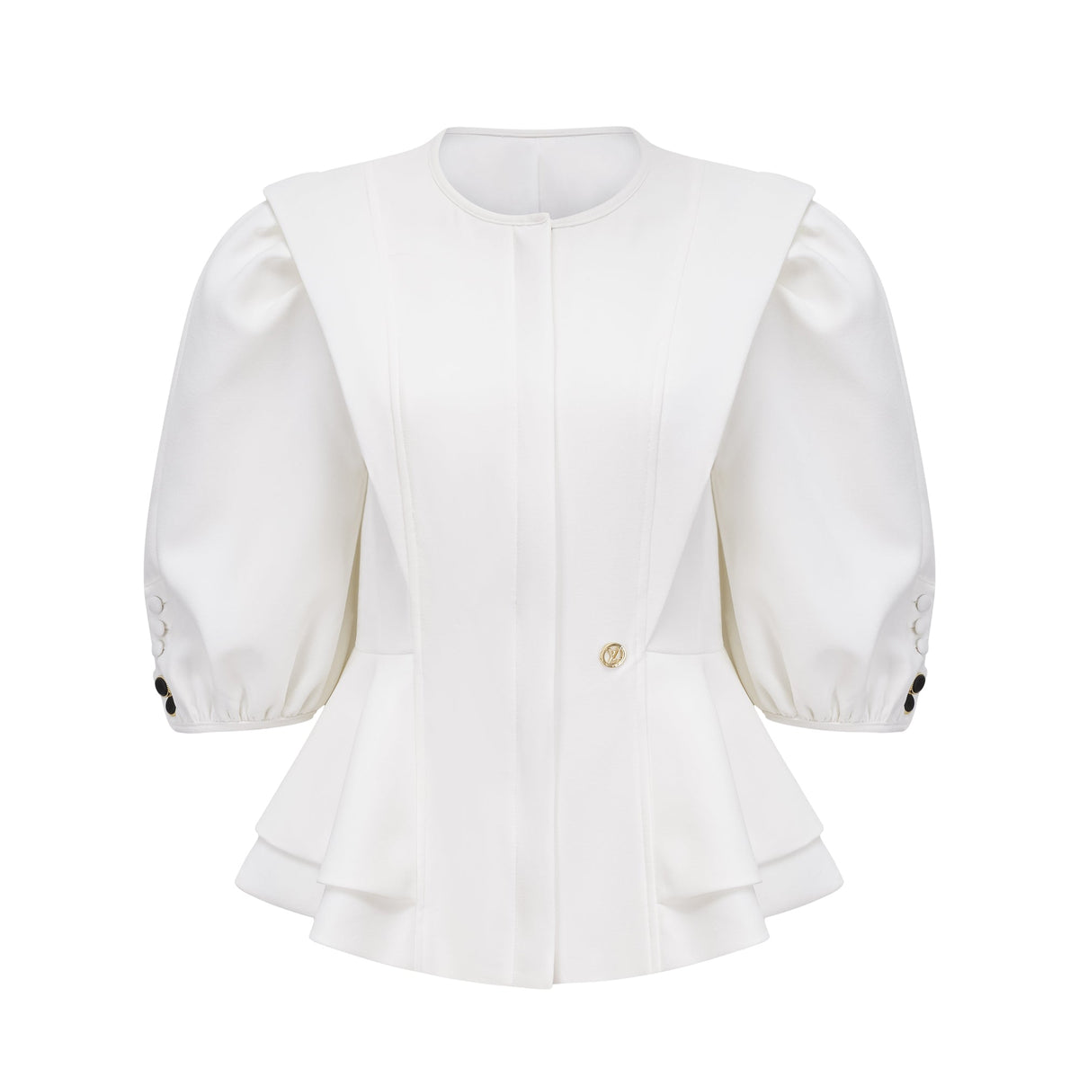 Gwenaëlle White Peplum Waist Blouse