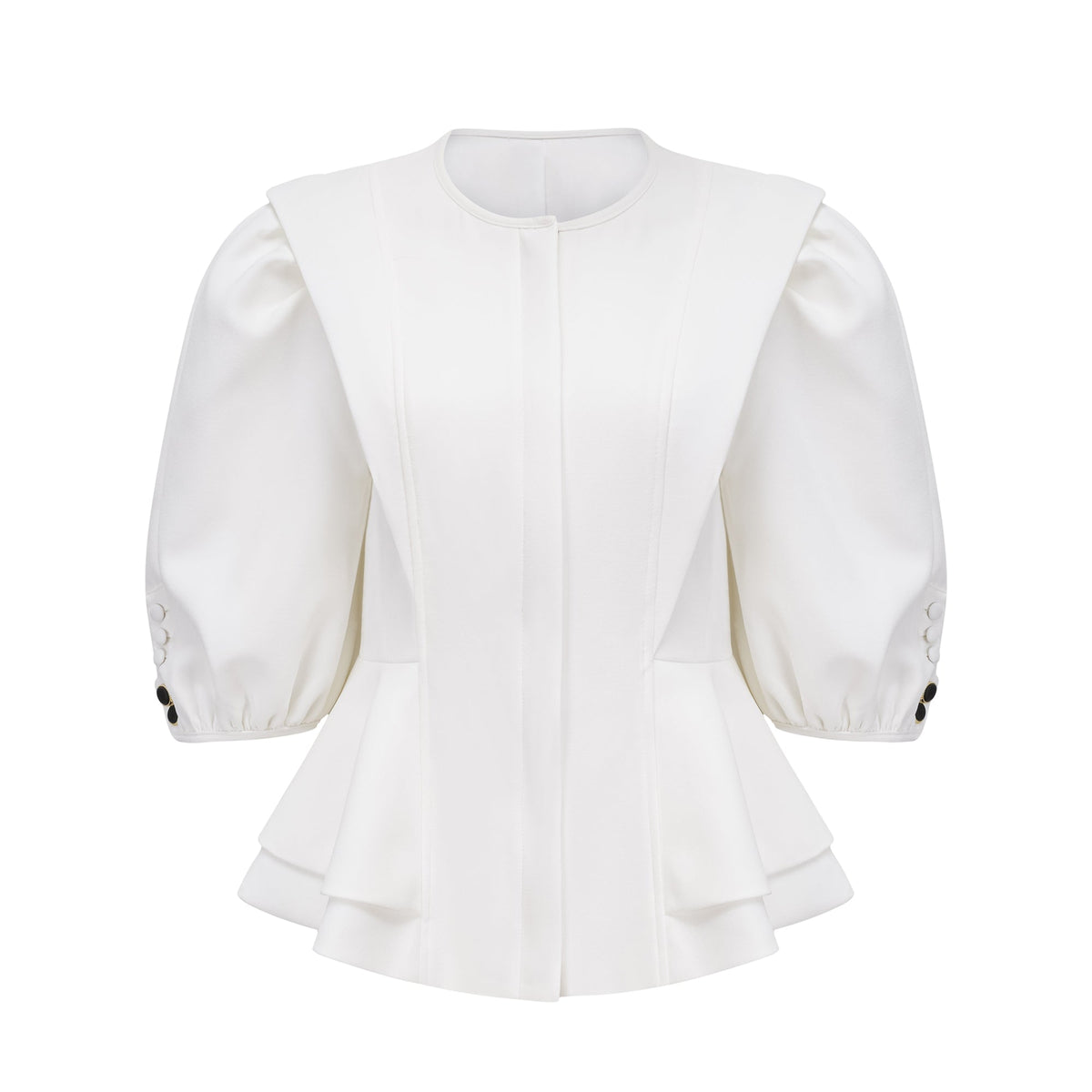 Gwenaëlle White Peplum Waist Blouse (Final Sale-US Only)
