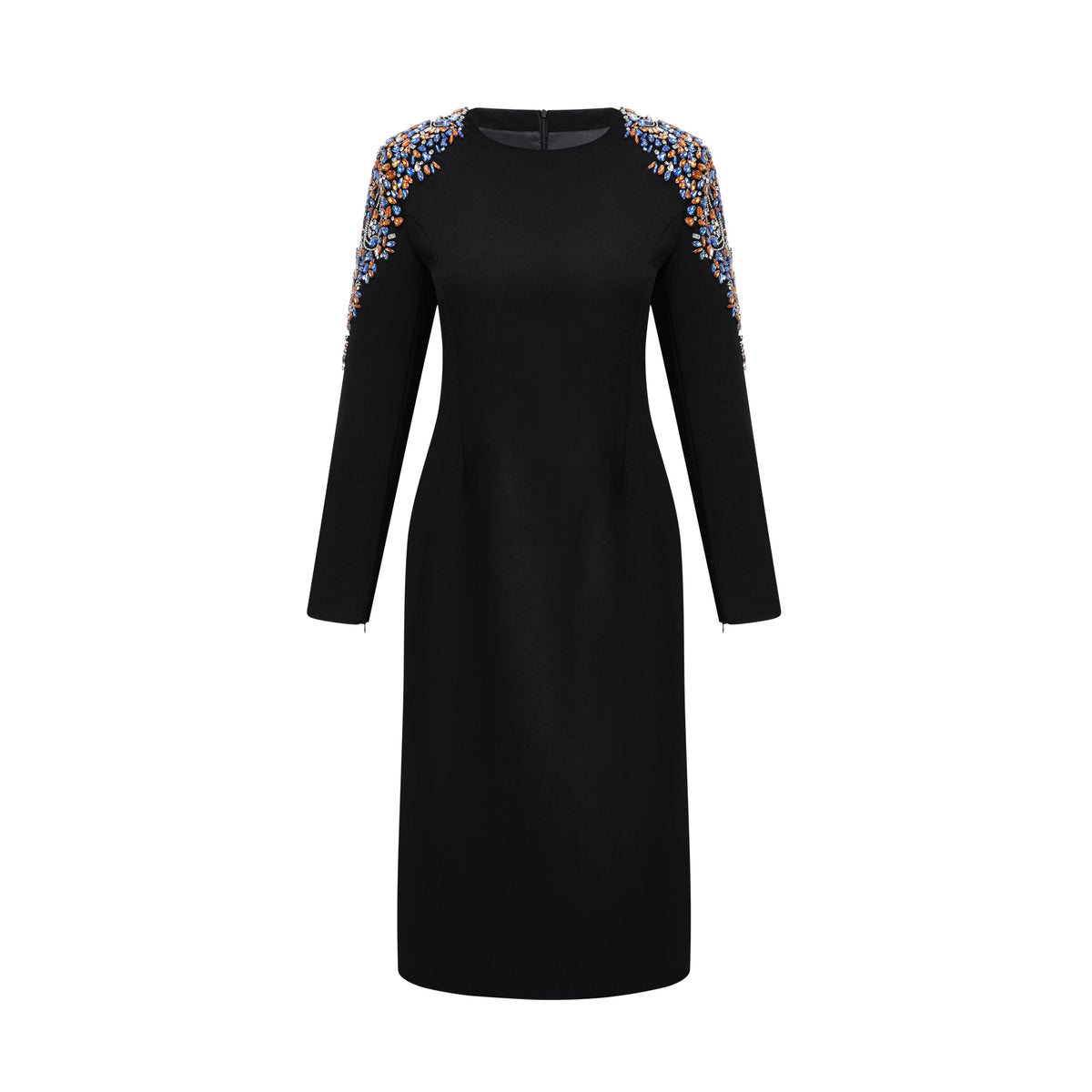 Maëlys black crystal-embellished midi dress