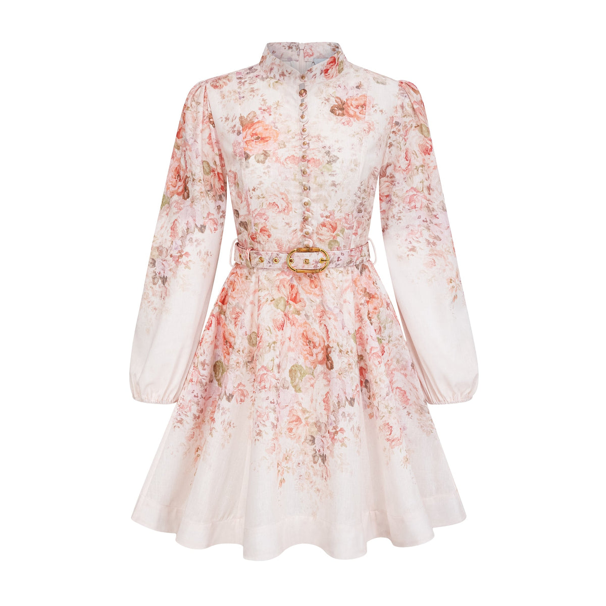 Bianca Beige Floral Print Mini Dress
