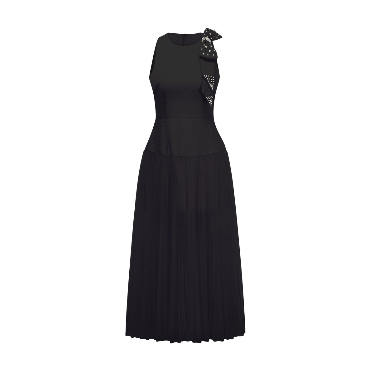 Thérèse bowknot tulle-panelling midi dress in Black