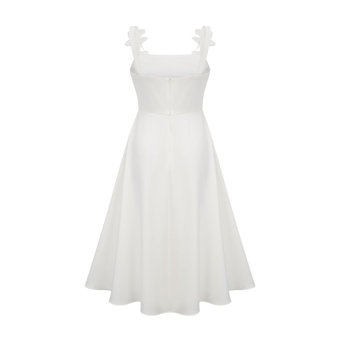 Ariane white faux-flower square-neck midi dress (Final Sale-US Only)
