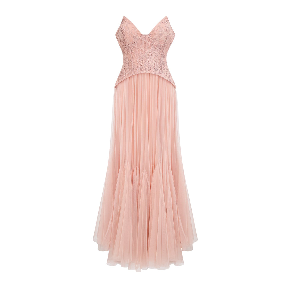 Ulrique pink lace corset tulle maxi dress (Final Sale-US Only)