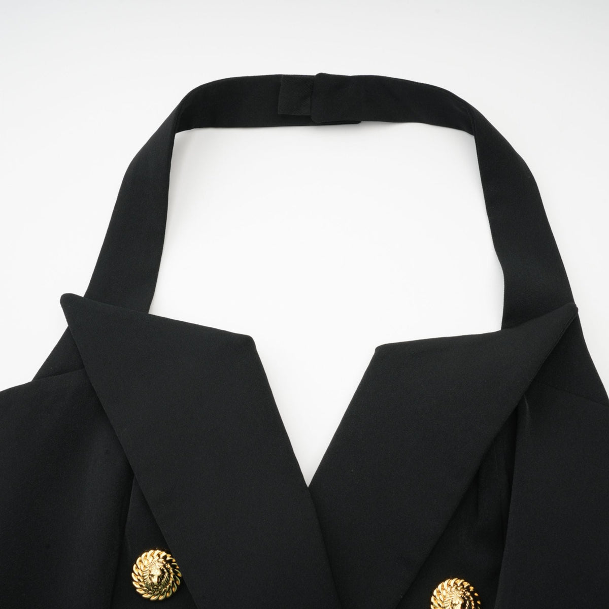 Harper Black Tailored Double-breasted Halterneck Top