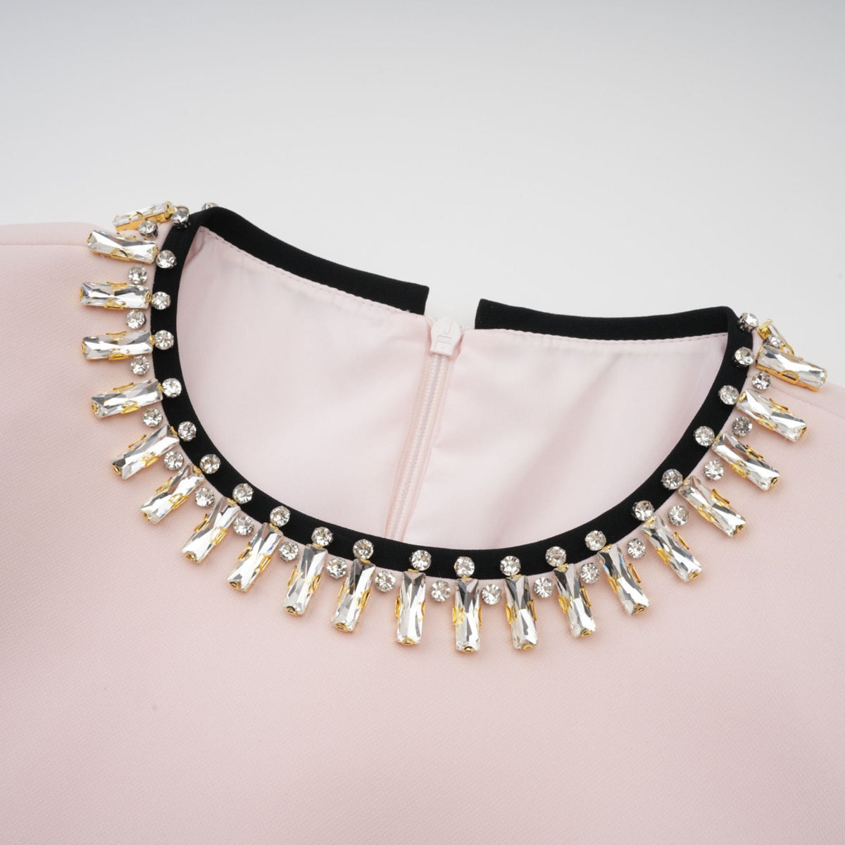 Anaïs pink crystal color-blocked midi dress