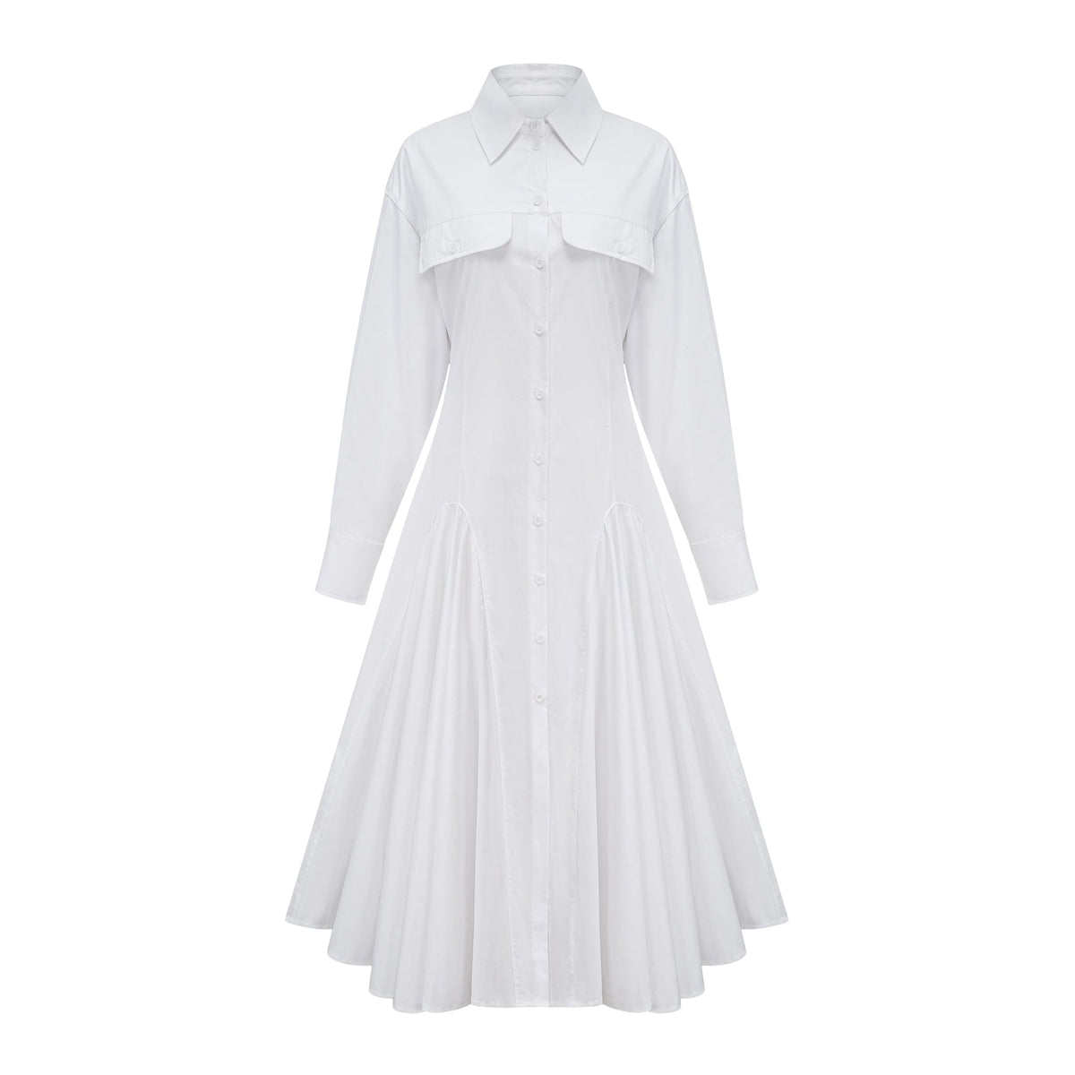 Dulcie white front-slit shirred shirt dress (Final Sale-US Only)
