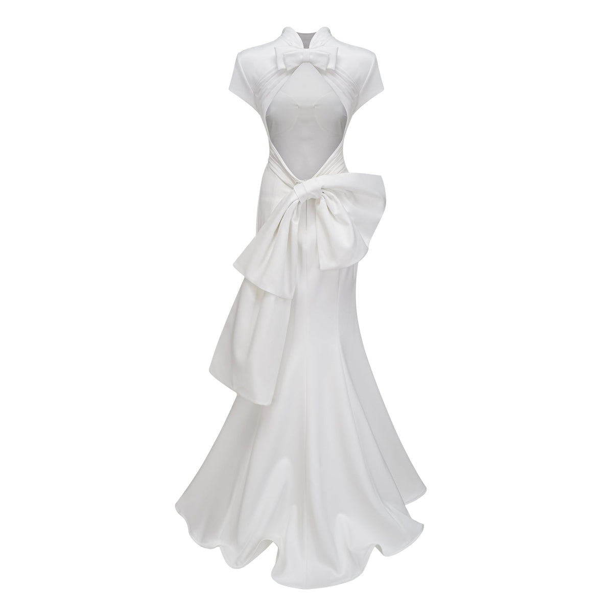 Camille White Statement Bow Mermaid Maxi Dress (Final Sale-US Only)