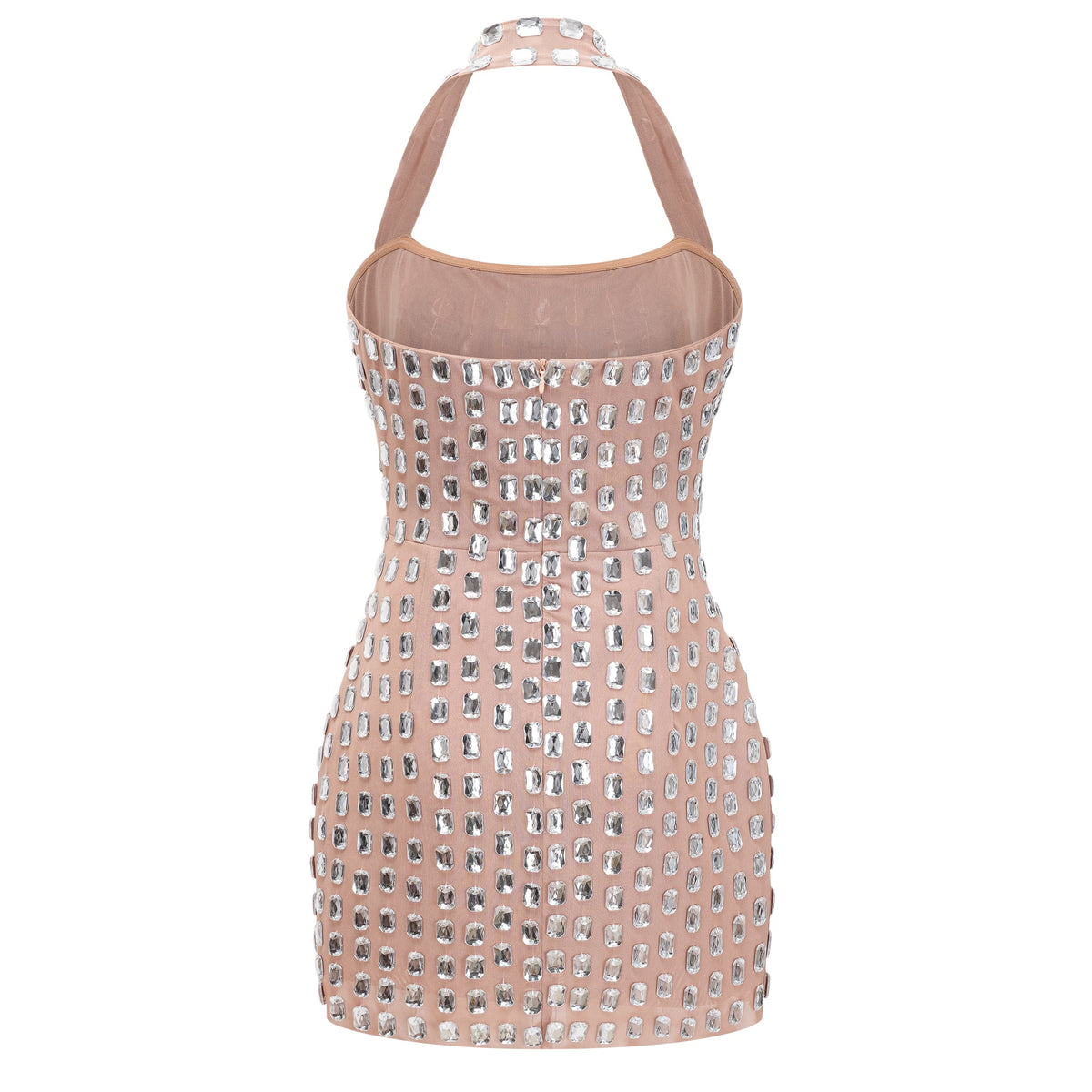 Giustina Silver Halterneck Bowknot Crystal Mini Dress (Final Sale)