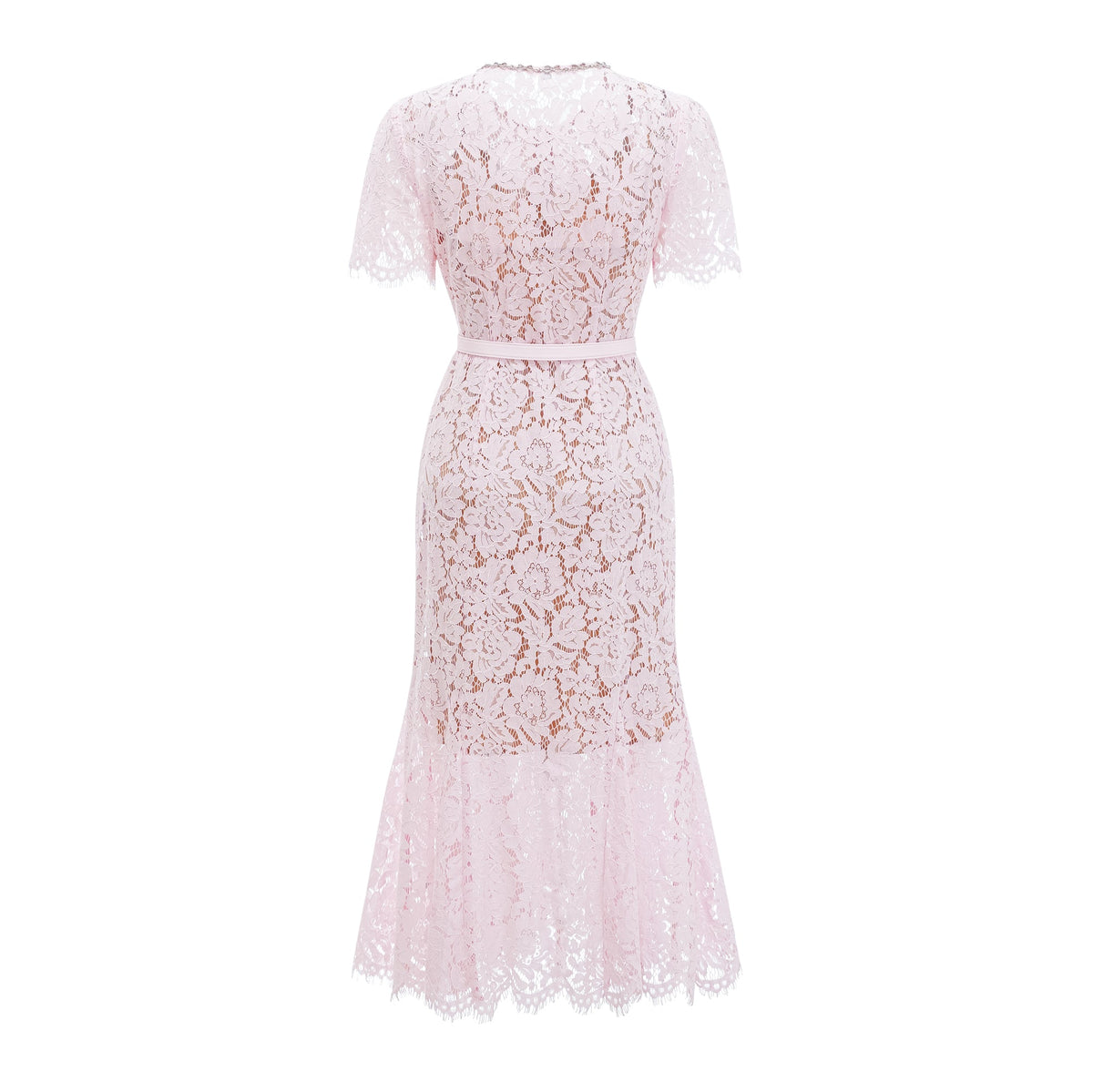 Sabine Pink Floral Lace Mermaid Midi Dress (Final Sale-US Only)