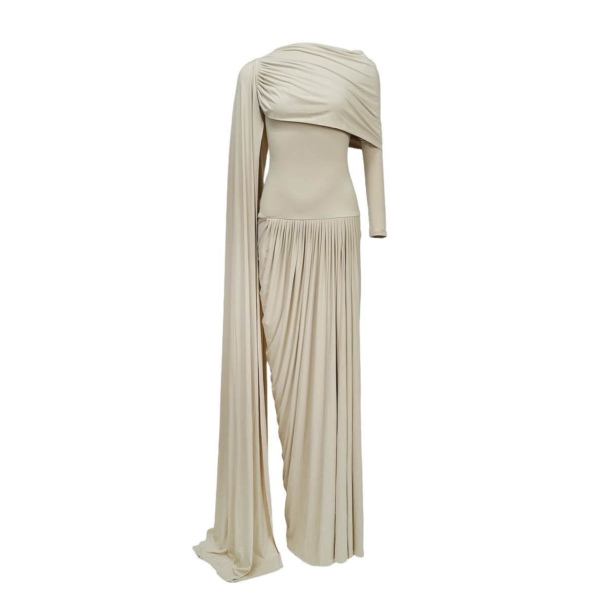 Gaëlle Neutrals Ribbon-design Draped Maxi Dress