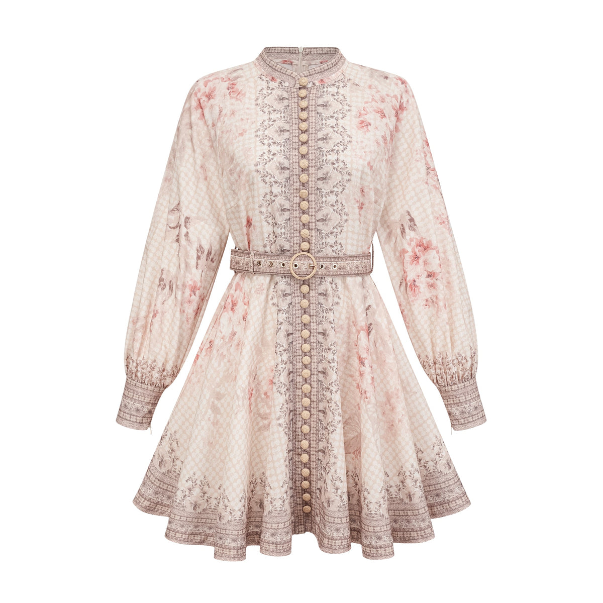 Quincia belted floral-print mini dress