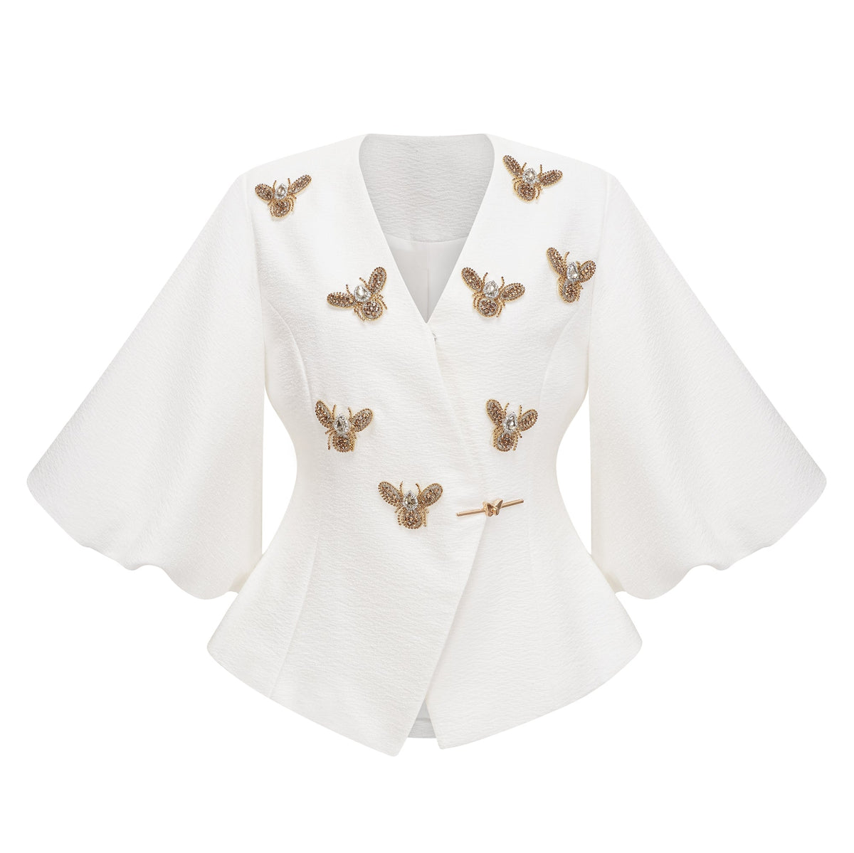 Jóna White Embellished Wrap Blouse (Final Sale)