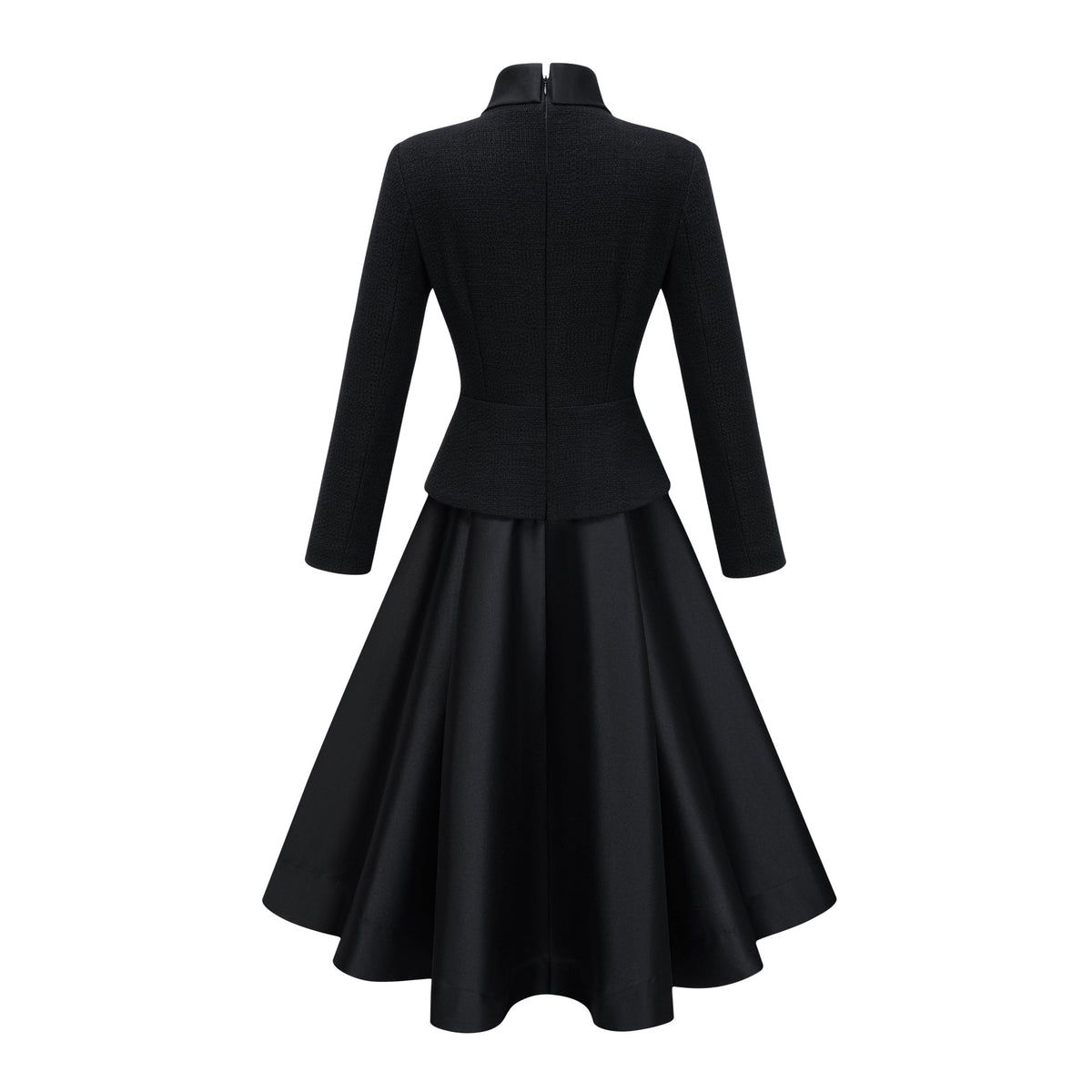 Lorelei Black High Neck Tweed Midi Dress (Final Sale)