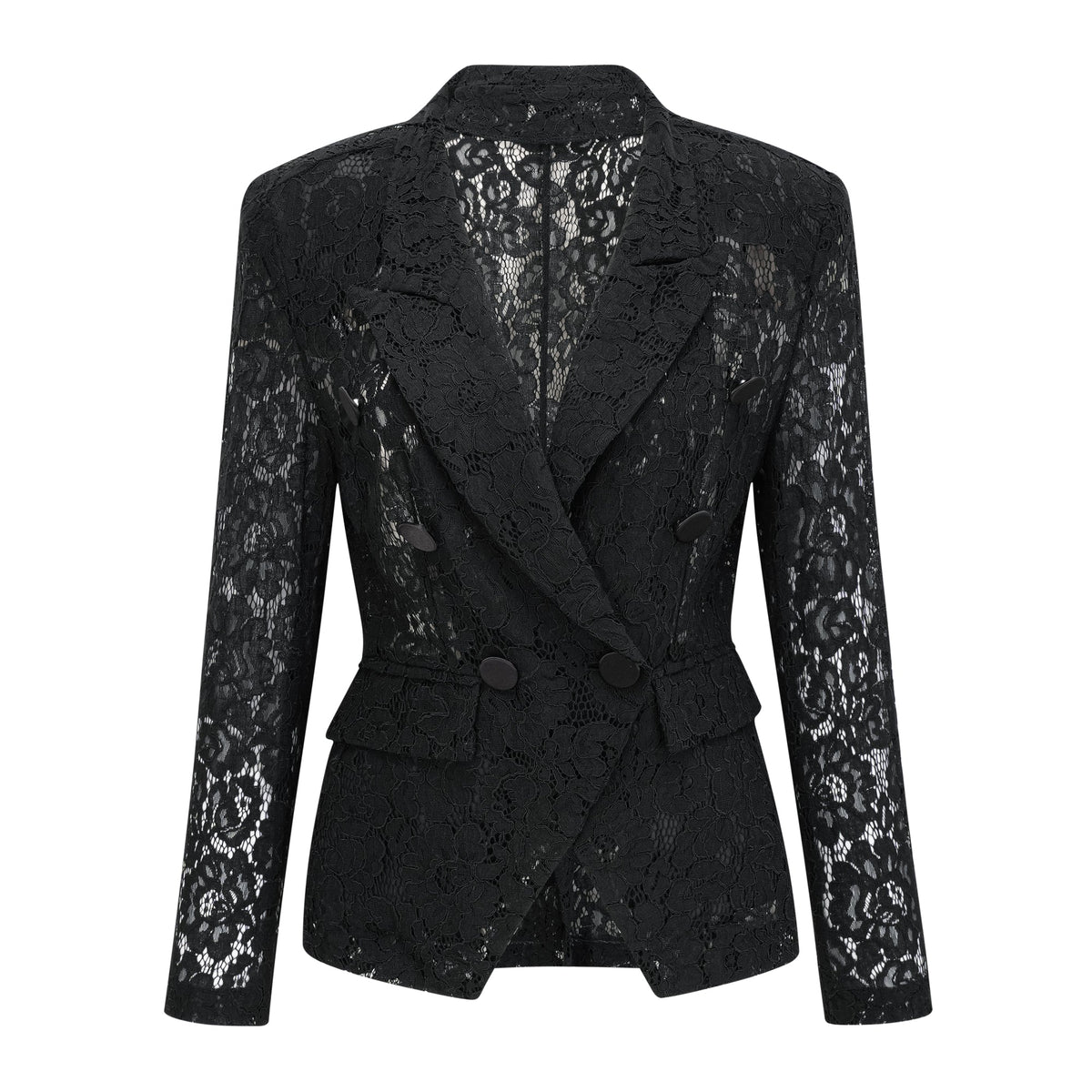 Zoé Black Sheer Lace Blazer & Trousers Matching Set