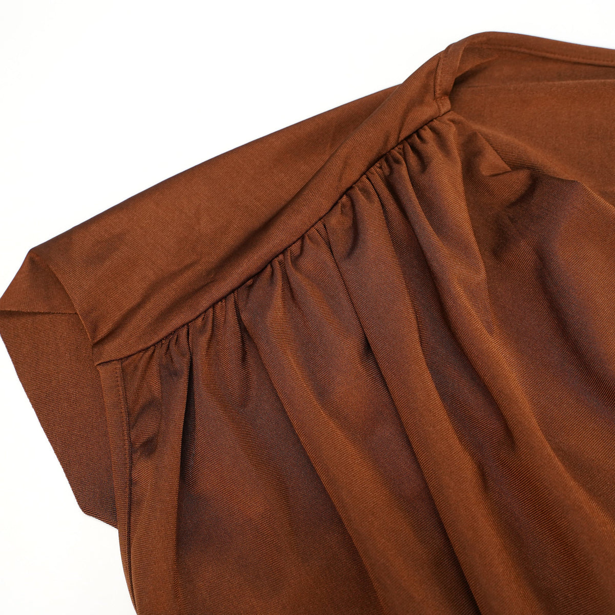 Reine Brown Asymmetrical Ruched Maxi Dress (Final Sale-US Only)