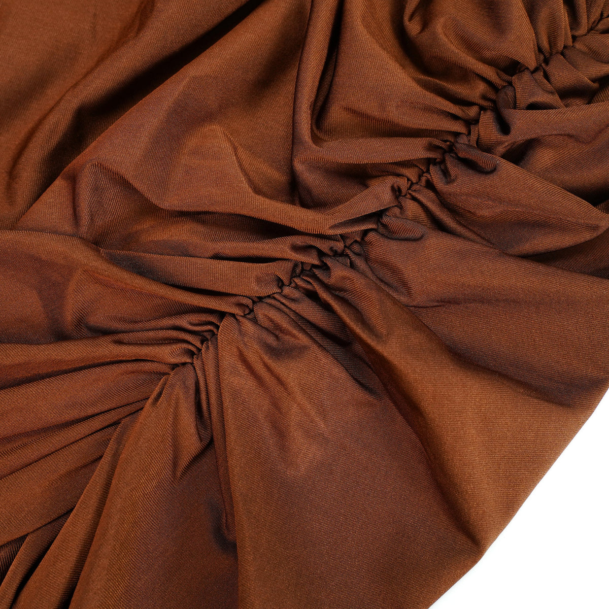 Reine Brown Asymmetrical Ruched Maxi Dress (Final Sale-US Only)