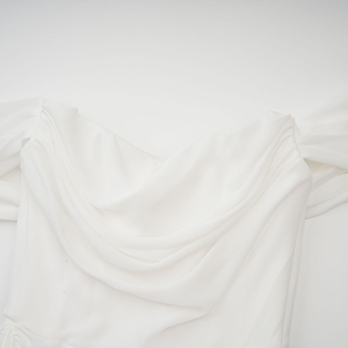 Gitta white ribbon-design ruched mini dress