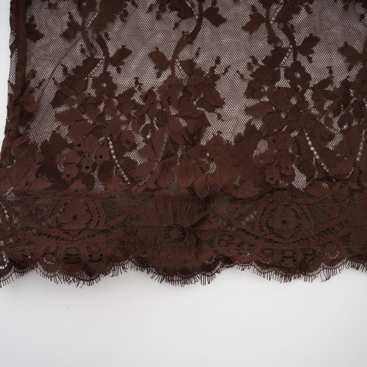 Sylvie brown chantilly-lace flared midi dress