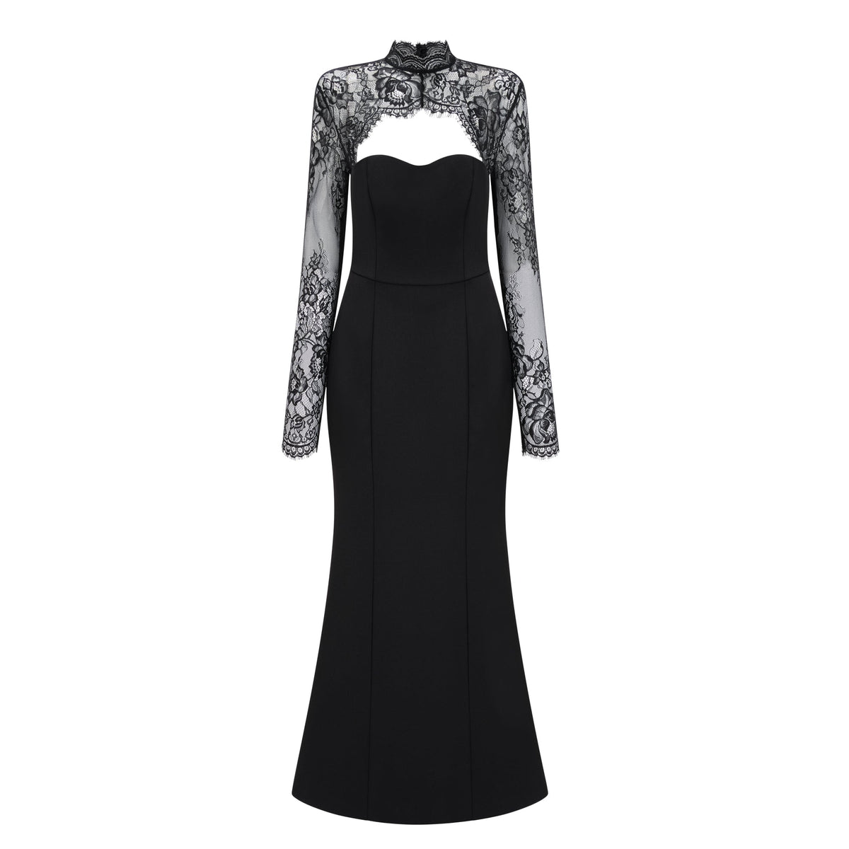 Bokamoso Black Lace Panel Maxi Gown (Final Sale-US Only)