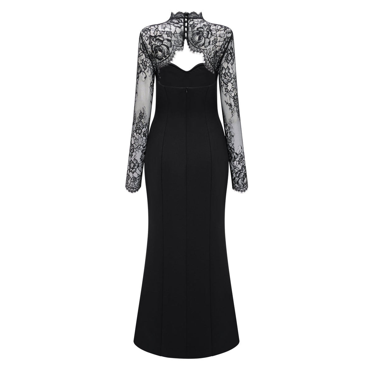 Bokamoso Black Lace Panel Maxi Gown (Final Sale-US Only)