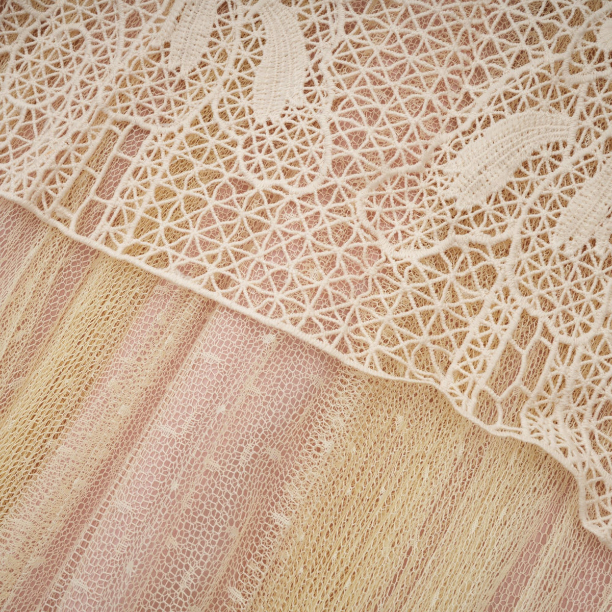 Céleste floral-lace-panelling tulle midi dress in Neutrals