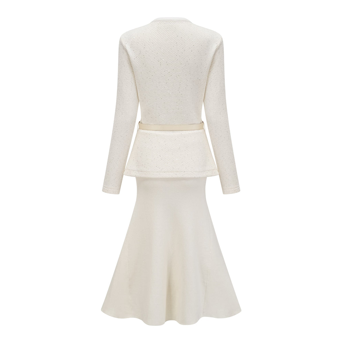 Adélade White Embellished Knit Midi Dress (Final Sale)