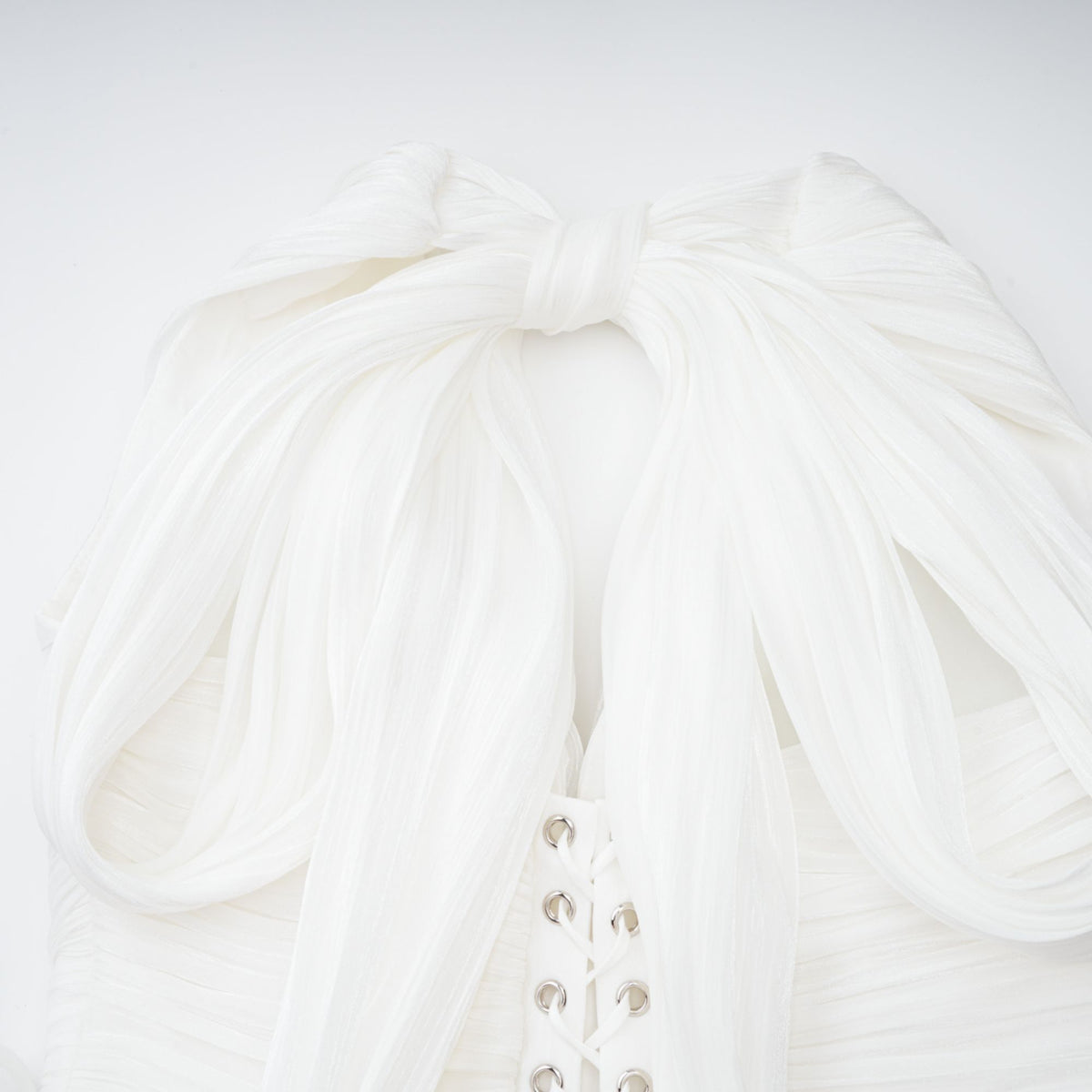 Emmeline White Train Design Gathered Maxi Dress (Final Sale-US Only)