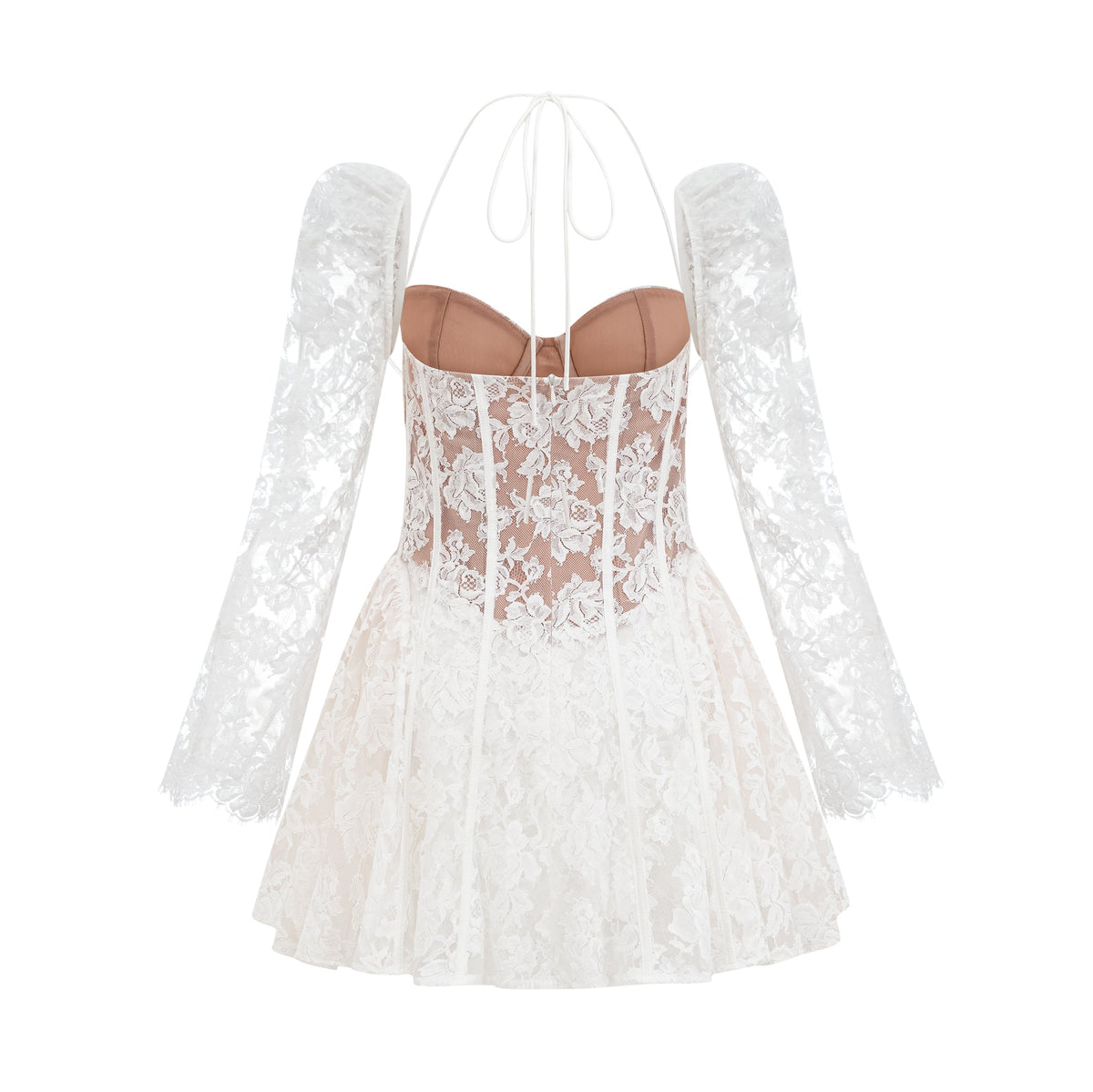 Vivienne white floral-lace corset mini dress