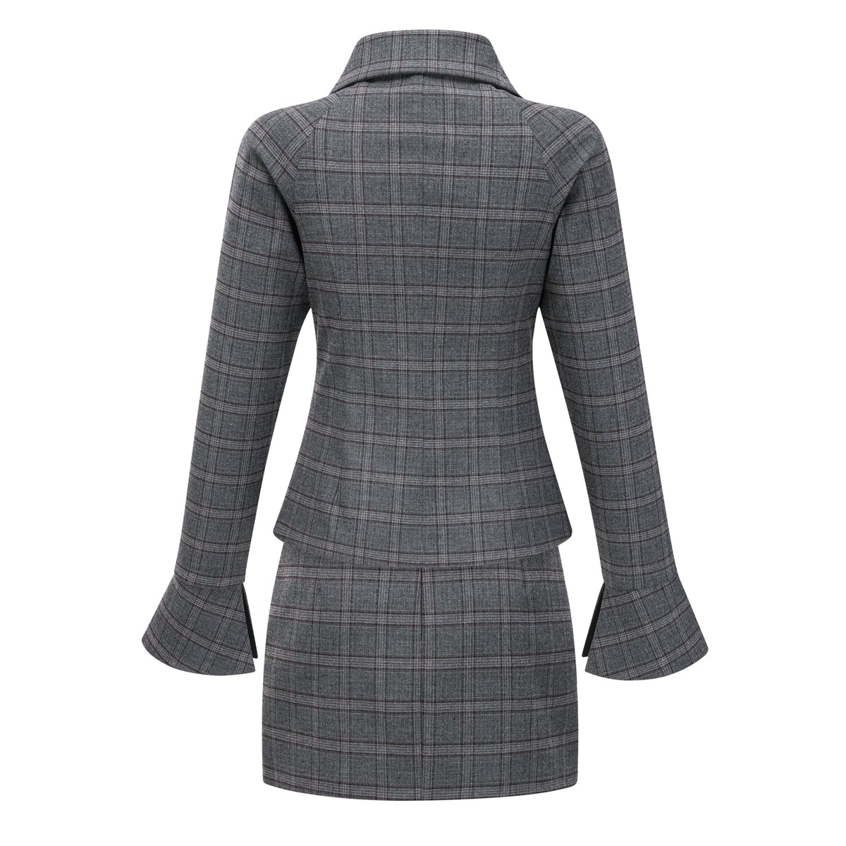 Serena Grey Cut Out Checked Blazer & Skirt Set (Final Sale)