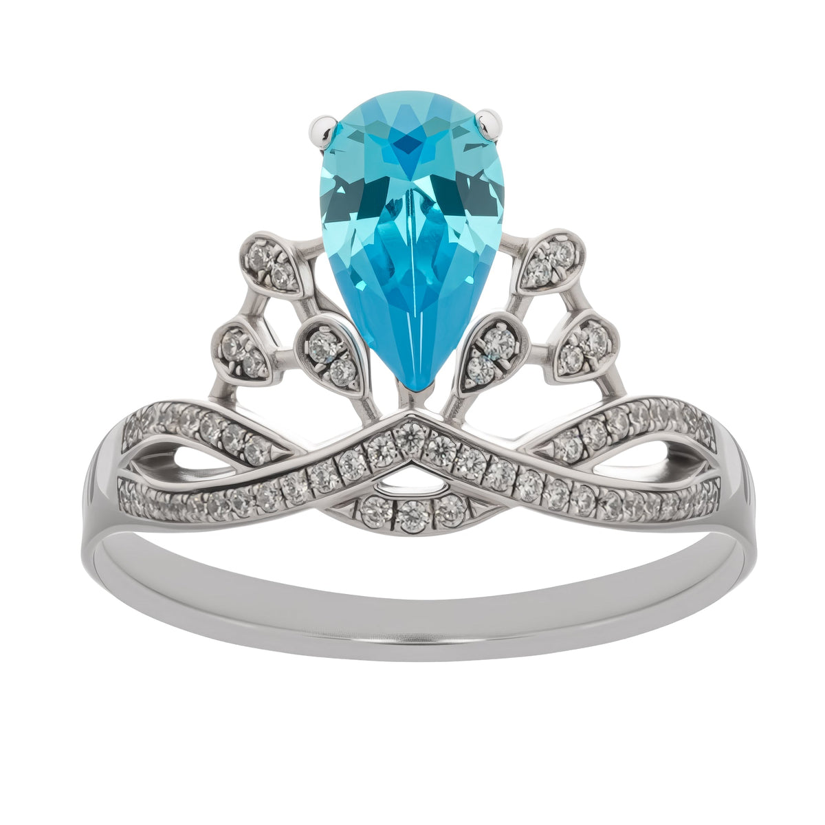 Colette Blue Pear Cut Gemstone Sterling Silver Ring