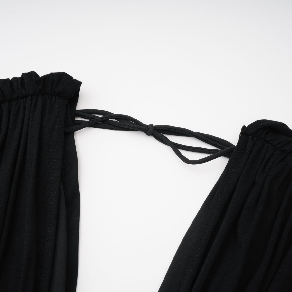 Gianina Black Deep V-Neck Draped Jumpsuit