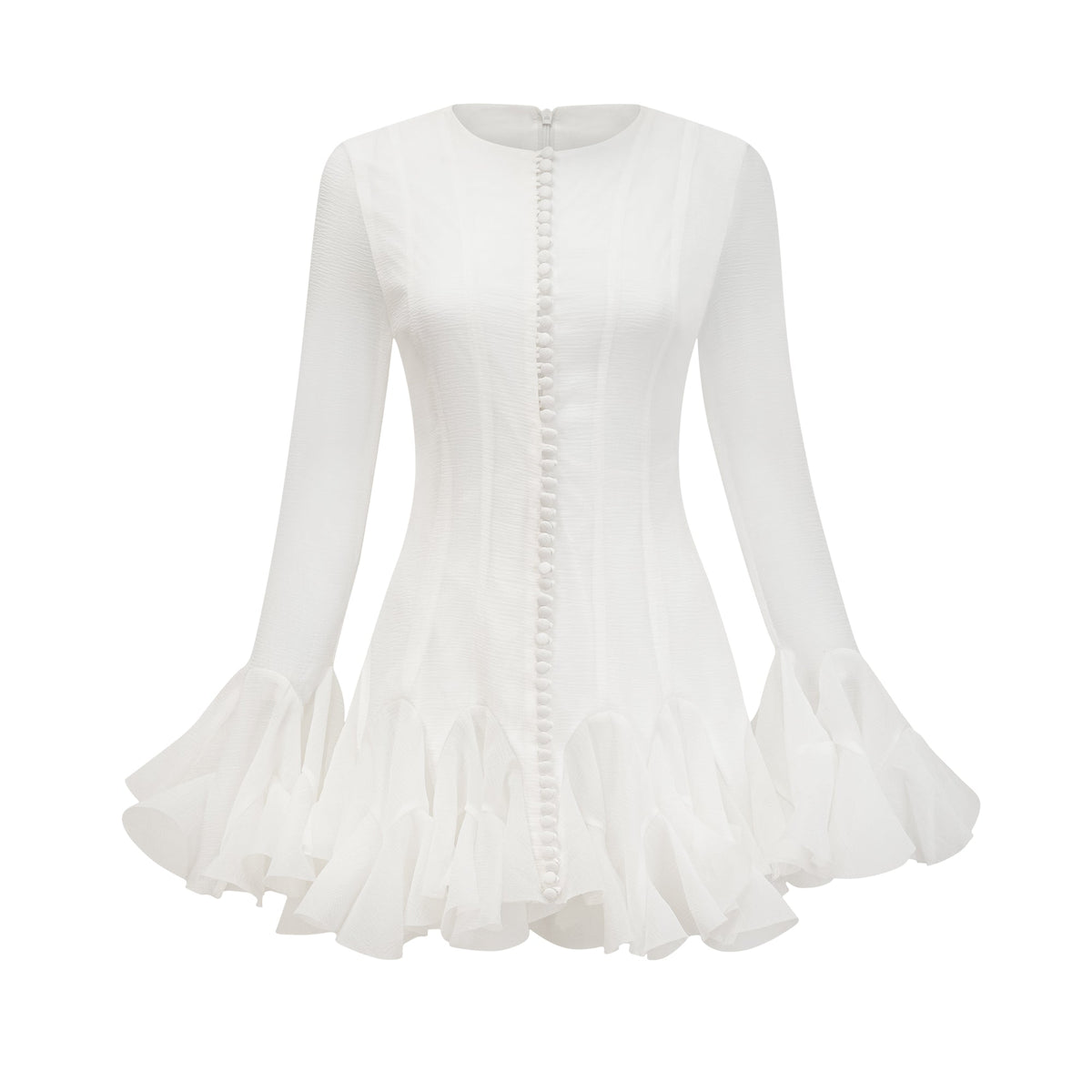 Anaïs semi-sheer flared mini dress (Final Sale)