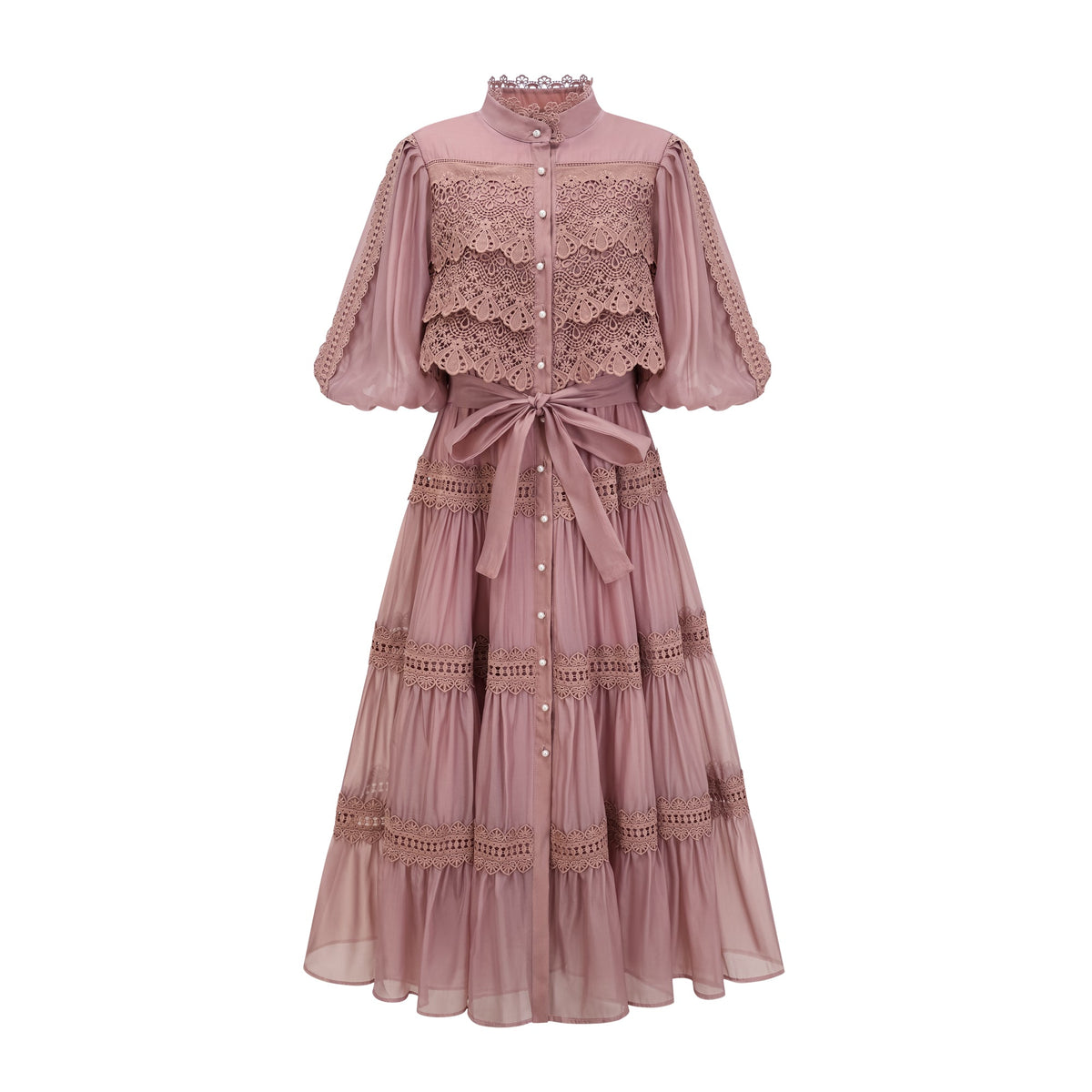 Inès lace cut-out tiered midi dress (Final Sale-US Only)